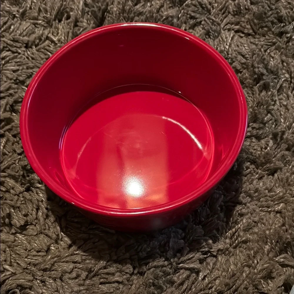 Rae Dunn SANTA PAWS Dog Bowl Pet Dish Red with Large White Letters 8